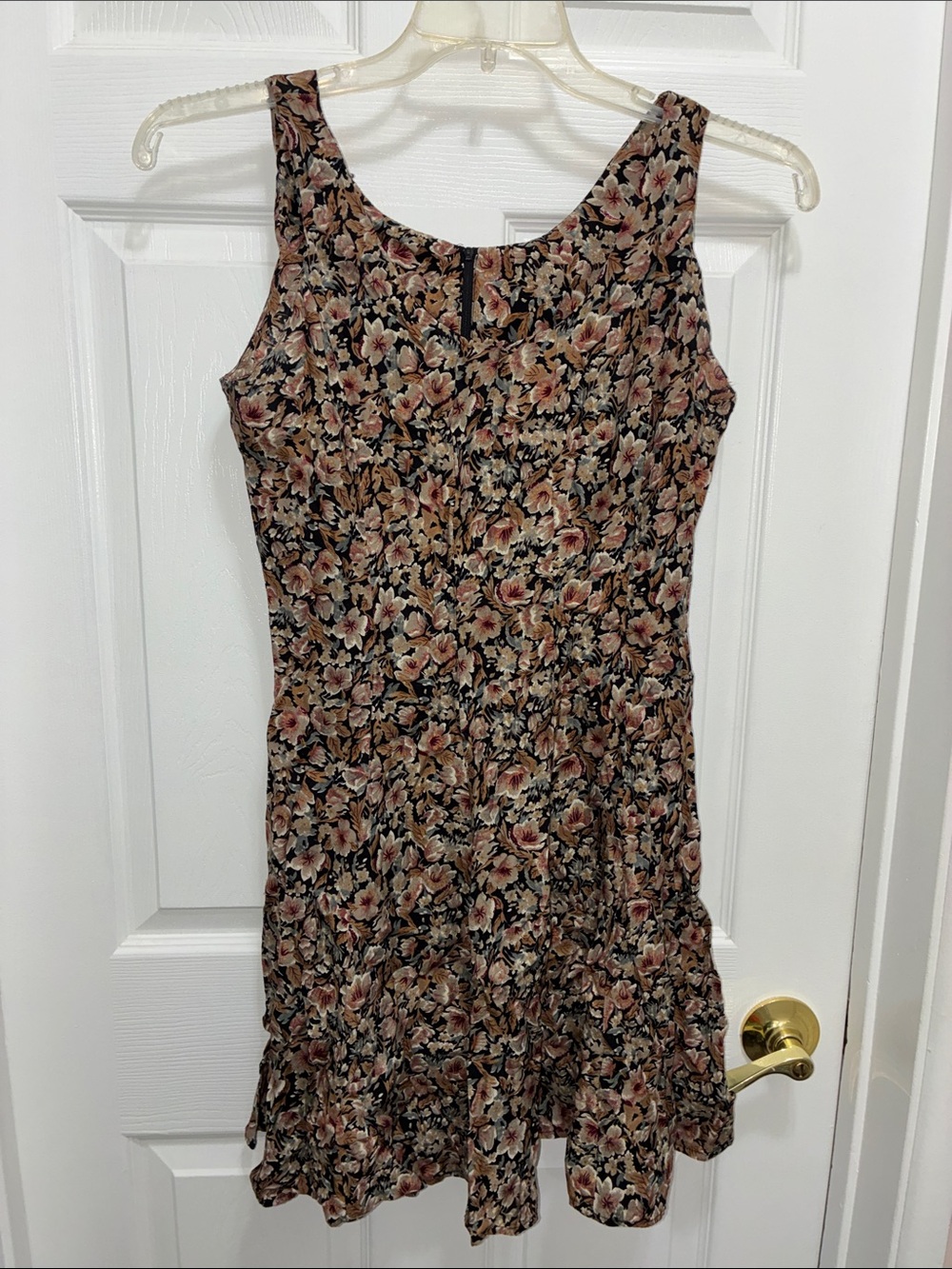 VINTAGE 90’s DANIEL MOSHE Floral Sleeveless Summer Dress in Black and Tan Sz 11